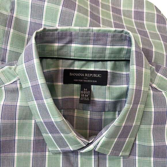 Banana Republic Non-Iron Tailored Slim Button Down Shirt in Sarasota Plaid - Picture 9 of 10